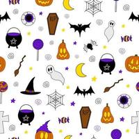 Halloween-Vektor nahtloses Muster mit gruseligen Elementen vektor