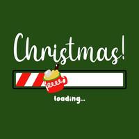 das Fortschritt Bar mit das Inschrift - - Weihnachten Wird geladen im ein schematisch Kinder- Stil. Vektor Weihnachten Illustration zum das Design von ein T-Shirt, Poster oder Gruß Karte. Wird geladen mit ein Kakao Becher