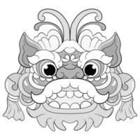 Tätowierungen schwarz und Weiß Barongsai Drachen chinesisch Illustration. gut zum Element Design und Färbung Seiten vektor