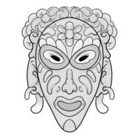 schwarz und Weiß Linie afrikanisch ethnisch Stammes- Ritual Masken von anders gestalten isoliert auf Weiß Hintergrund Vektor Illustration.