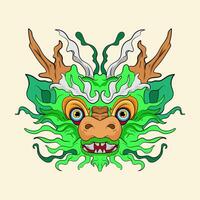 Chinesisch Löwe tanzen Kopf, China Mond- Neu Jahr Drachen Maske. traditionell asiatisch Charakter, Kostüm zum Urlaub Feier, Karikatur Design Element isoliert auf Weiß Hintergrund vektor