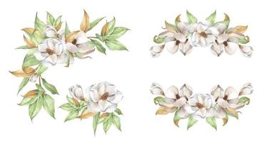 uppsättning blomsterarrangemang. akvarell blommig illustration. vektor