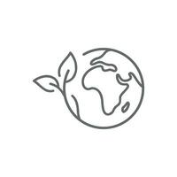 eps10 Vektor Erde Planet Konzept, Gliederung Symbol, Welt Ökologie, Natur global schützen, Logo Öko Umfeld, Globus mit Blätter, dünn Linie Kunst einfach Netz Symbol isoliert auf Weiß Hintergrund