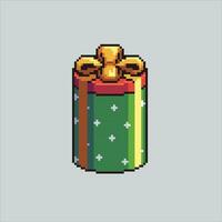 Pixel Kunst Illustration Weihnachten Geschenk. pixelig Geschenk Kasten. Weihnachten Geschenk Box pixelig zum das Pixel Kunst Spiel und Symbol zum Webseite und Video Spiel. alt Schule retro. vektor