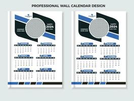 vektor 2024 modern vägg kalender design mall.