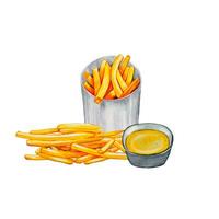 franska pommes frites. mat vattenfärg illustration vektor