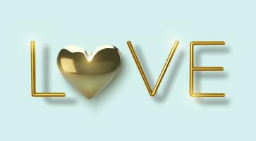 glücklich Valentinsgrüße Tag Gruß Karte. realistisch 3d Gold metallisch Herzen und Text auf Blau Hintergrund. Liebe und Hochzeit. Vorlage zum Produkte, Netz Banner und Flugblätter. Vektor Illustration