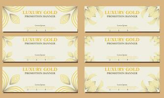 Luxus Gold horizontal Banner Vorlage. geeignet zum Netz Banner, Banner und Internet Anzeigen vektor