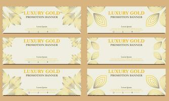 Luxus Gold horizontal Banner Vorlage. geeignet zum Netz Banner, Banner und Internet Anzeigen vektor