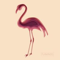 3d Papier Kunst Illustration. tropisch Vogel von ein Flamingo im Stil Papier Kunst. Rosa Halbton Steigungen. Design Layout zum Banner Präsentationen, Flyer, Plakate und Einladungen. Vektor Illustration