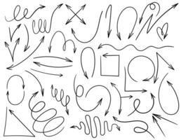 Hand gezeichnet Pfeil Symbol Vektor zum Design, dünn Pfeile, chaotisch Größen
