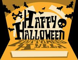 glücklich Halloween Party Banner zum Sozial Netzwerk, Vektor Grafik im eben Stil
