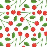 Muster Kirsche, Beere auf ein transparent Hintergrund im das Stil von eben Vektor Grafik, Zitrone und Grün Blätter
