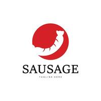 Würstchen Logo, einfach Grill Würstchen gegrillt Fleisch Design zum Restaurant Geschäft, Vektor Illustration