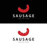 korv logotyp, enkel grilla korv grillad kött design för restaurang företag, vektor illustration