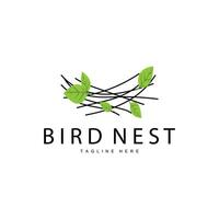 fåglar bo logotyp, enkel fågel hus illustration mall design vektor