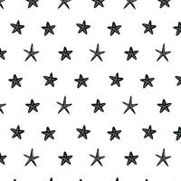 svart sjöstjärna mönster på en transparent bakgrund, sommar mönster för textilier och papper. sjöstjärna platt illustration. vektor sömlös mönster