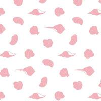 rosa snäckskal på en transparent bakgrund, sömlös vektor design, platt stil. minimalistisk hav mönster. skriva ut för textilier