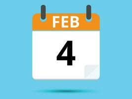 4 Februar. eben Symbol Kalender isoliert auf Blau Hintergrund. Vektor Illustration.