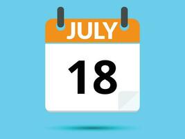 18 Juli. eben Symbol Kalender isoliert auf Blau Hintergrund. Vektor Illustration.