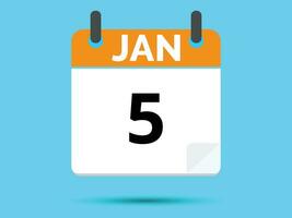 5 Januar. eben Symbol Kalender isoliert auf Blau Hintergrund. Vektor Illustration
