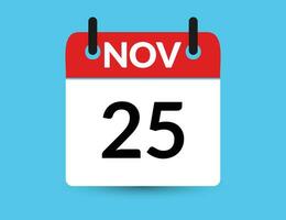 November 25. eben Symbol Kalender isoliert auf Blau Hintergrund. Datum und Monat Vektor Illustration