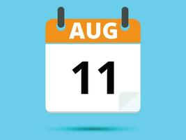 11 August. eben Symbol Kalender isoliert auf Blau Hintergrund. Vektor Illustration.