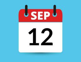 September 12. eben Symbol Kalender isoliert auf Blau Hintergrund. Datum und Monat Vektor Illustration