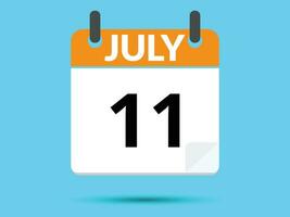 11 Juli. eben Symbol Kalender isoliert auf Blau Hintergrund. Vektor Illustration.