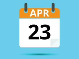 23 April. eben Symbol Kalender isoliert auf Blau Hintergrund. Vektor Illustration.