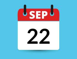 September 22. eben Symbol Kalender isoliert auf Blau Hintergrund. Datum und Monat Vektor Illustration