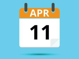 11 April. eben Symbol Kalender isoliert auf Blau Hintergrund. Vektor Illustration.