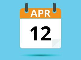 12 April. eben Symbol Kalender isoliert auf Blau Hintergrund. Vektor Illustration.