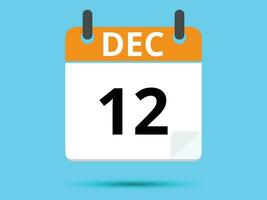 12 Dezember. eben Symbol Kalender isoliert auf Blau Hintergrund. Vektor Illustration.