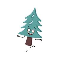 süßer Weihnachtsbaum mit glücklichen Emotionen, tanzen, lächeln vektor