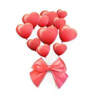Lycklig valentines dag hälsning kort. 3d röd och rosa ballong i form av hjärta. vektor
