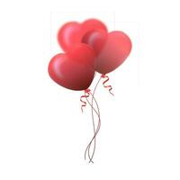 glücklich Valentinsgrüße Tag Gruß Karte. 3d rot und Rosa Ballon im bilden von Herz. Vektor Illustration