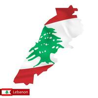 Libanon Karte mit winken Flagge von Land. vektor