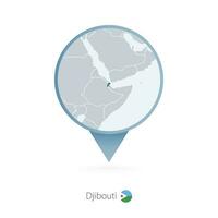 Karte Stift mit detailliert Karte von Dschibuti und benachbart Länder. vektor