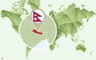 infographic för nepal, detaljerad Karta av nepal med flagga. vektor