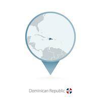 Karte Stift mit detailliert Karte von dominikanisch Republik und benachbart Länder. vektor
