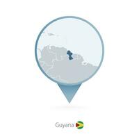 Karte Stift mit detailliert Karte von Guyana und benachbart Länder. vektor