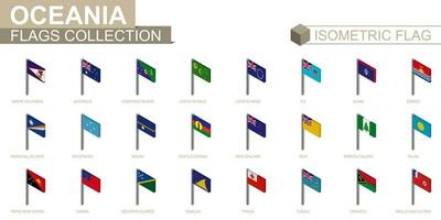 isometrisk flagga samling, länder av oceania vektor
