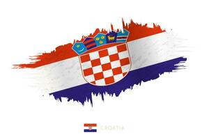 gemalt Pinselstrich Flagge von Kroatien mit winken Wirkung. vektor