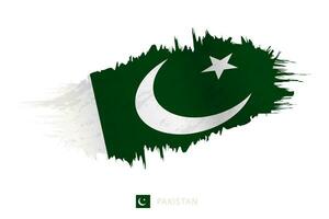 gemalt Pinselstrich Flagge von Pakistan mit winken Wirkung. vektor