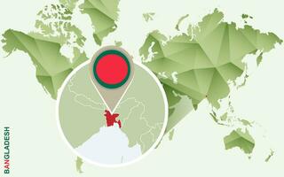 infographic för Bangladesh, detaljerad Karta av bangladesh med flagga. vektor