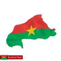 Burkina Faso Karte mit winken Flagge von Land. vektor