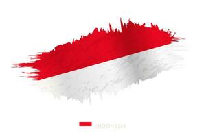 målad penseldrag flagga av indonesien med vinka effekt. vektor