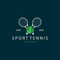 Tennis Sport Logo, Ball und Schläger Design zum einfach und modern Turnier Meisterschaft Sport vektor