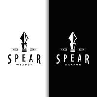 spjut logotyp, pilspets vapen design jakt spjut enkel årgång retro rustik minimalistisk begrepp vektor